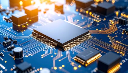 Close-up circuit board with chip (2)