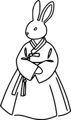 Female Rabbit in Hanbok Icon – Korean Culture and Traditional Costume Symbol
