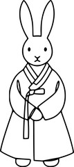Rabbit in Hanbok Icon – Korean Culture and Traditional Clothing Symbol