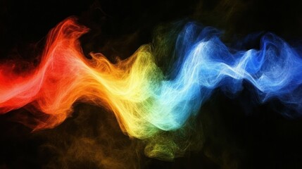 Colorful swirling smoke on a black background, creating an abstract visual effect.