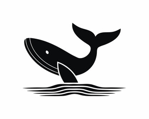 Whale breaching ocean silhouette illustration