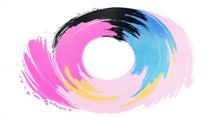 A colorful swirl of paint with a circular empty center, suggesting creativity and design.