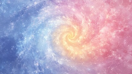 A colorful spiral galaxy with shades of pink and blue, depicting cosmic beauty.