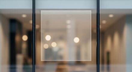 Glass Window with Square Sticker Mockup