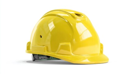 Fototapeta premium Bright yellow safety helmet, angled view