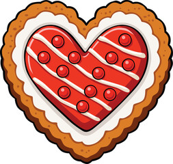 Traditional German Sweet gingerbread heart cookie decorated with red icing and sugar dots Perfect for Oktoberfest, bakery, festive gifts