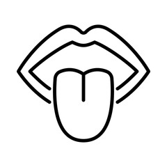 Medical icon of a tongue sticking out from the mouth, symbolizing oral examination, throat check, and tongue health. Represents medical diagnosis, speech therapy, and oral healthcare.