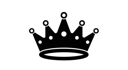 Simple black silhouette of a regal crown, outlined and filled. © mbak