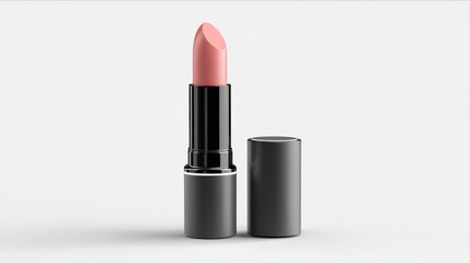 Fototapeta premium A close-up view of a pink lipstick with its cap beside it