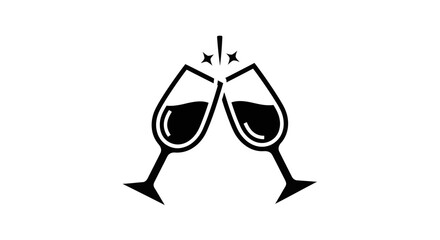 Two wine glasses toasting with sparkling effect, symbol of celebration and cheers.