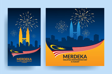 Malaysia realistic independence day social media banner set