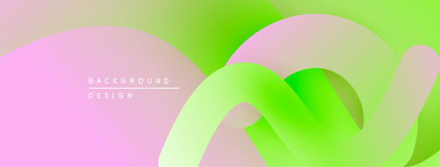 Abstract gradient shapes overlap. Soft pink, green hues create modern design. Minimalist aesthetic, smooth transitions present.
