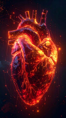Glowing heart anatomy illustration
