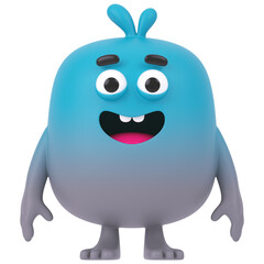 Blue 3d render icon in cartoon plastic style minimal isolated on transparent white background	