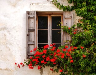 Rustic window with vibrant flowers (1)