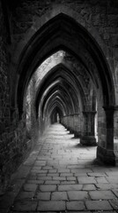 Black and white arched passageway