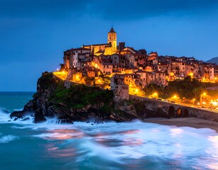 Coastal town at twilight