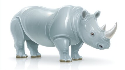 Fototapeta premium Realistic Cartoon Rhinoceros Illustration on White Background