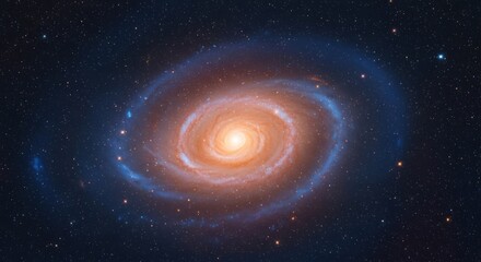 Obraz premium Stunning spiral galaxy with bright center and swirling blue arms, stars abound