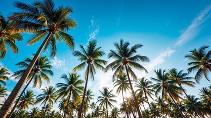 Palm Trees and Azure Sky, Summer Scene