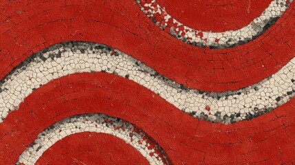 Abstract Red and White Wavy Pattern with Cracked Surface Design