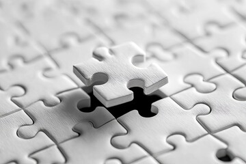 Single white jigsaw piece in place