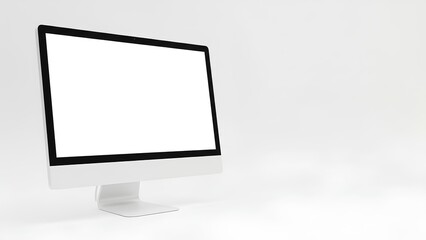 Modern Desktop Computer Monitor with Blank Screen Mockup Template