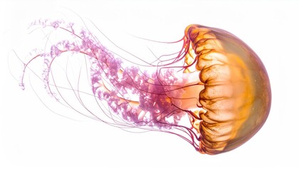 An ethereal jellyfish floats gracefully in the ocean depths.