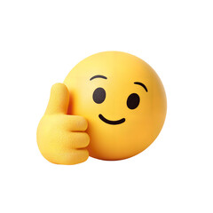 Fototapeta premium 3D Emoji Thumbs Up, Happy Smiley Face, Positive Feedback Icon stock asset