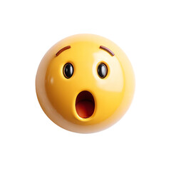 Fototapeta premium 3D Rendered Shocked Emoji, Surprised Face, Astonished Expression, PNG Transparent Background stock asset
