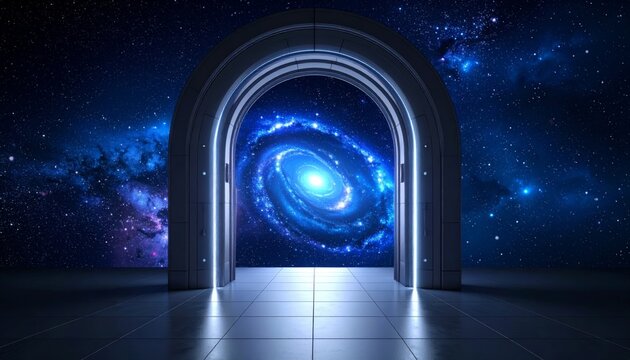 Gateway to the Cosmos: Luminous Archway Reveals a Swirling Spiral Galaxy