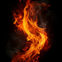 Realistic Isolated Flame on Black Background Fire Effect for Overlay or Design
