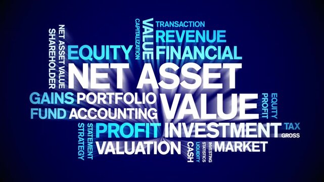 Net Asset Value animated word cloud-text design animation tag kinetic typography seamless loop.