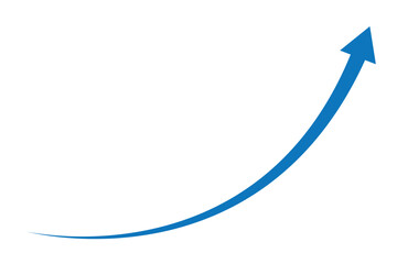Single long blue curve arrow icon vector. Blue Right up curved arrow icon. Blue curve arrow icon. Blue curved arrows isolated on white background. Curved arrows, hand drawn curved arrows. EPS 10