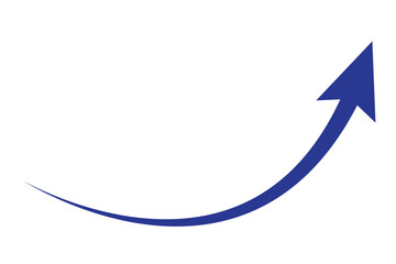 Blue curved arrow icon. Blue Right up curved arrow vector. Long arrow. Blue arrow icon on white background. Vector illustrator. EPS 10