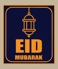 Vector illustration of elegant minimalist Eid Mubarak greeting, rendered in purple hues with gold-yellow outlines, showcasing festive spirit, harmony, and ornamental Islamic inspiration.