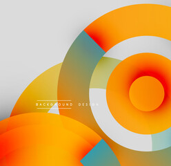 Obraz premium Abstract geometric shapes overlap. Orange, yellow, teal hues create dynamic visual effect. Modern design elements present.