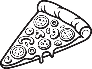 Delicious Pizza Slice Illustration with Pepperoni, Mushrooms, and Melted Cheese on Clear Canvas