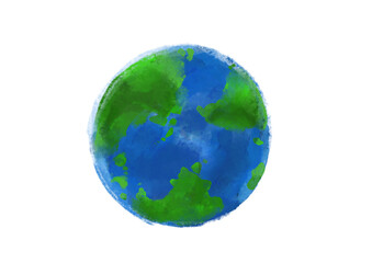 水彩風のシンプルな手描き地球のイラスト