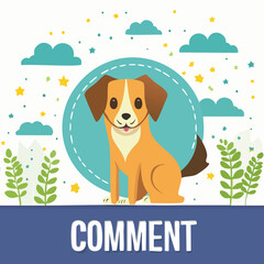 Comment vector illustration decorated with playful dog elements in a clean, modern style.