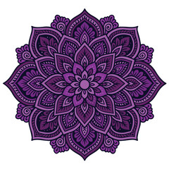 Vector illustration of vintage ethnic swirling floral carvings, beautifully designed with elegant gradient purple tones, creating ornamental decorative artwork with timeless cultural inspiration.