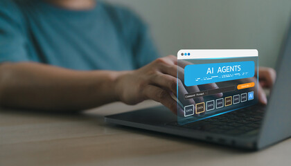 AI agents generating data output via command prompt interface. Advanced artificial intelligence systems for automation, data processing and smart decision making. Prompt engineering and chatbot.