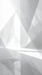 Abstract Geometric White Faceted Architecture Interior with Light and Shadows