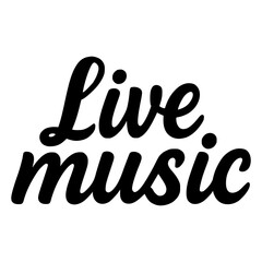 live music sign hand lettering flat color vector illustration template design