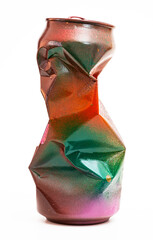 Farbige zerknitterte Blechdose