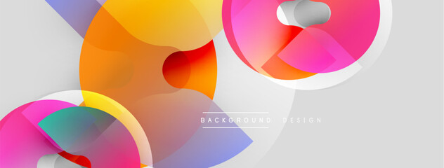 Obraz premium Abstract shapes overlap, creating vibrant color gradients. Modern design features smooth transitions, light background.