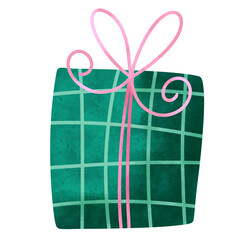 Watercolor Christmas Presents Isolated on White Background