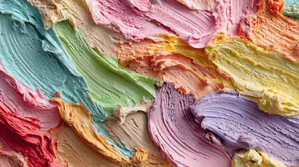 Vivid Abstract Close-Up of Colorful Swirled Paint Textures
