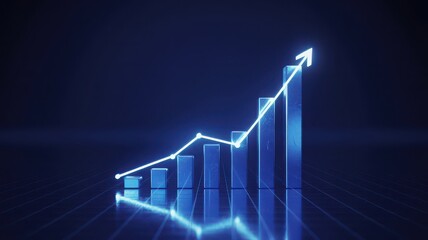 Financial Stock Chart with Bullish Trend, Business Growth Line, Upward Market Arrow, Digital Trading Data Visualization Background

