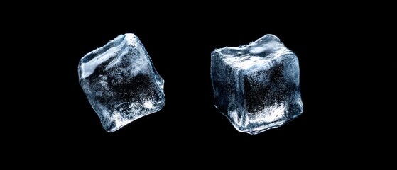 Obraz premium Ice cubes on black background